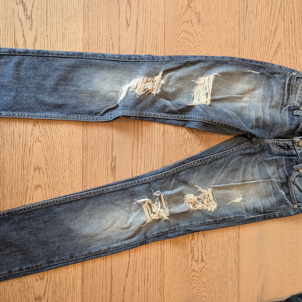Guess Dark Wash Distressed Skinny Jeans